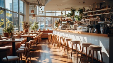 Fototapeta na wymiar Modern bright cafe interior.