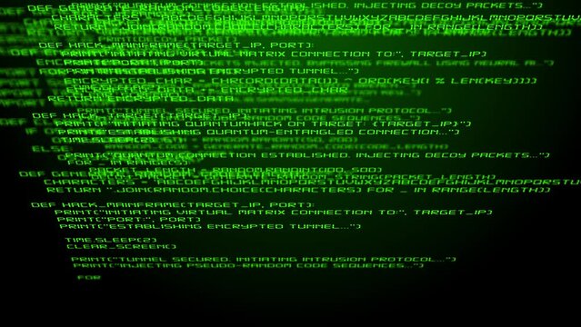Hacking code on screen, ransomware malware attack computer data security breach