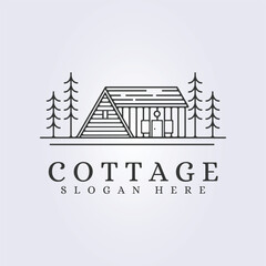 Obraz premium logo of cabin cottage line art icon sign symbol vector illustration design