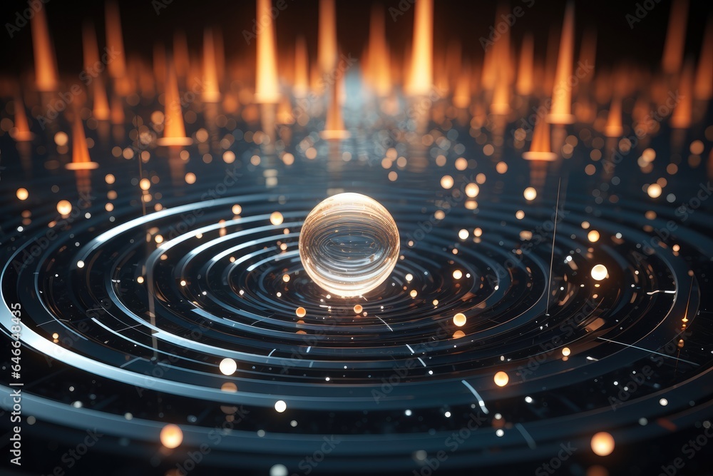 Poster Visualisation of quantum mechanics line, 3d rendering.
