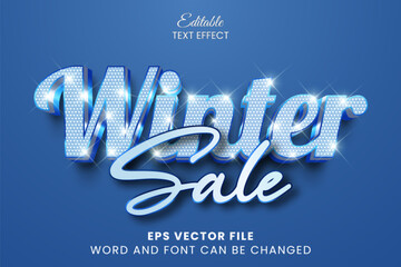 Winter sale sparkling 3d editable vector text effect