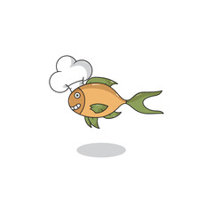 a fish mascot wearing a chef's hat