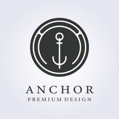 nautical anchor logo icon symbol line art marine sign template background vector illustration design