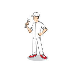 a male mechanic is preparing for repairs