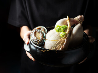 samgyetang,Ginseng Chicken Soup with Abalones
