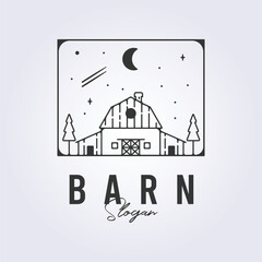 barn house rustic logo line art icon symbol template background vector illustration design