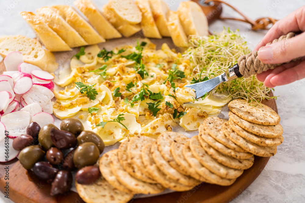 Sticker Butter board with vegetables and bread