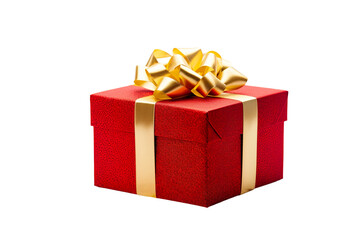 Red Christmas gift box, Dark red and gold gift box isolated PNG