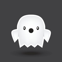 Cute Style Ghost Cartoon Vector Sticker