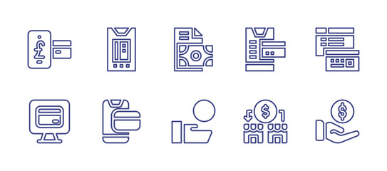Payment line icon set. Editable stroke. Vector illustration. Containing payment, online payment, mobile payment.