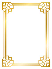 Art Deco gold frame vintage frame line geometric wedding label card frame png transparent background