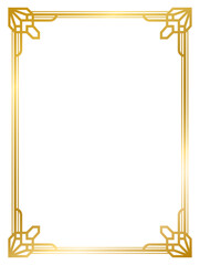 Art Deco gold frame vintage frame line geometric wedding label card frame png transparent background