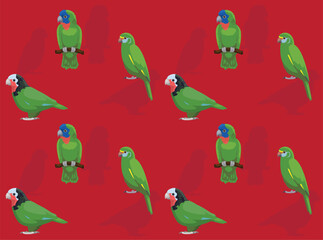 Bird Parrot Cuban Amazon Cartoon Seamless Wallpaper Background