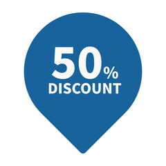 50 Discount In Blue Circle Shape For Sale Promotion Business
