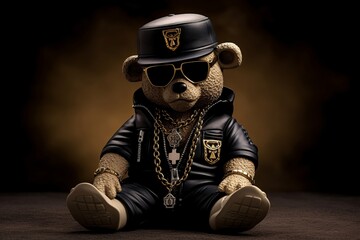 teddy bear gangster rapper, Generative AI - obrazy, fototapety, plakaty