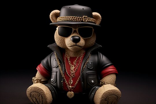teddy bear gangster rapper, Generative AI