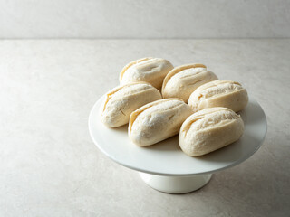 frozen dough bread on plate	