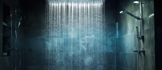 Water splashes coming from a shower