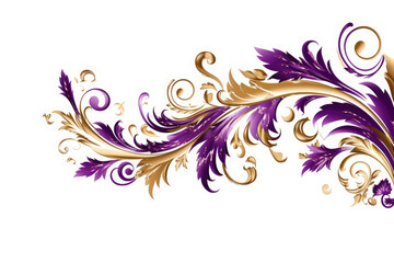 Gold and purple border with purple flowers, Generative AI