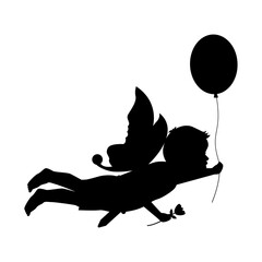 cute fairy boy silhouette illustration