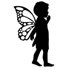 cute fairy boy silhouette illustration