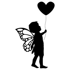 cute fairy boy silhouette illustration