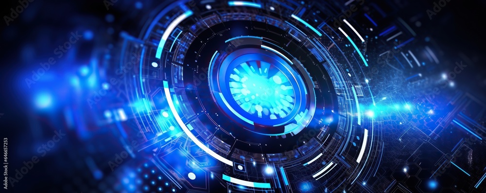 Poster digital background in blue color.generative ai