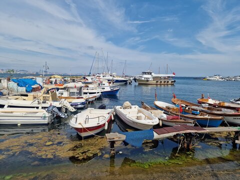 Upstairs view to Buyukada island harbor. Buyukada is the biggest of Princes islands in the sea of Marmara, Turkey.