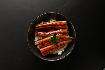うな丼　俯瞰　 Eel bowl overhead view