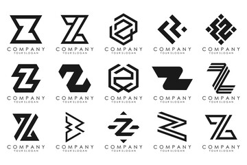 Set of abstract letter z logo design. icons for business of luxury, elegant, simple with black color