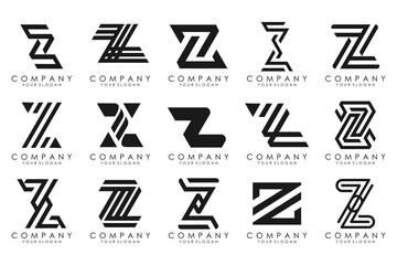 Set of abstract letter z logo design. icons for business of luxury, elegant, simple with black color
