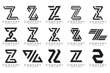 Set of abstract letter z logo design. icons for business of luxury, elegant, simple with black color