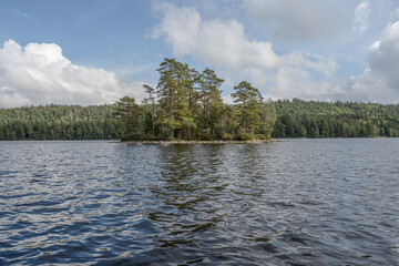 Lake Ragnerudssjoen in Dalsland Sweden beautiful nature forest pinetree swedish houses