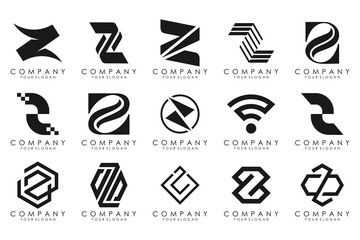 Set of abstract letter z logo design. icons for business of luxury, elegant, simple with black color