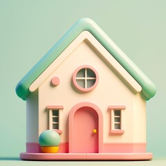 3d rendering of cute house icon.