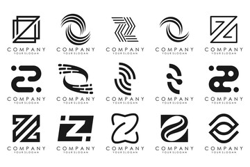 Fototapeta na wymiar Set of abstract letter z logo design. icons for business of luxury, elegant, simple with black color