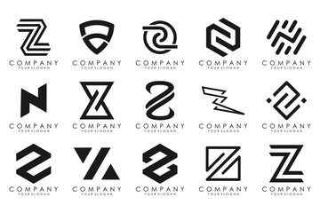Set of abstract letter z logo design. icons for business of luxury, elegant, simple with black color