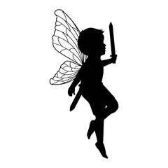 cute fairy boy silhouette illustration