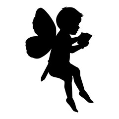 cute fairy boy silhouette illustration