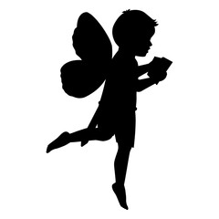 cute fairy boy silhouette illustration