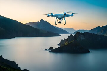 Fototapeta na wymiar drone over the lake