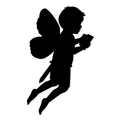 cute fairy boy silhouette illustration