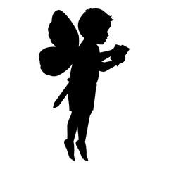 cute fairy boy silhouette illustration