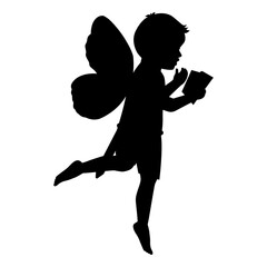 cute fairy boy silhouette illustration