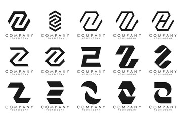 Set of abstract letter z logo design. icons for business of luxury, elegant, simple with black color