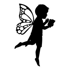 cute fairy boy silhouette illustration 