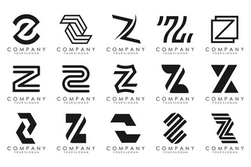 Set of abstract letter z logo design. icons for business of luxury, elegant, simple with black color