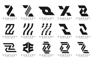 Set of abstract letter z logo design. icons for business of luxury, elegant, simple with black color