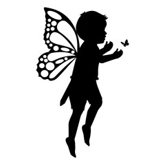 cute fairy boy silhouette illustration 