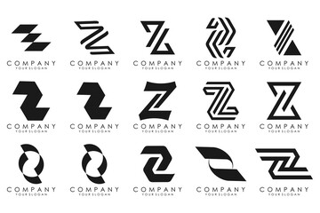 Set of abstract letter z logo design. icons for business of luxury, elegant, simple with black color